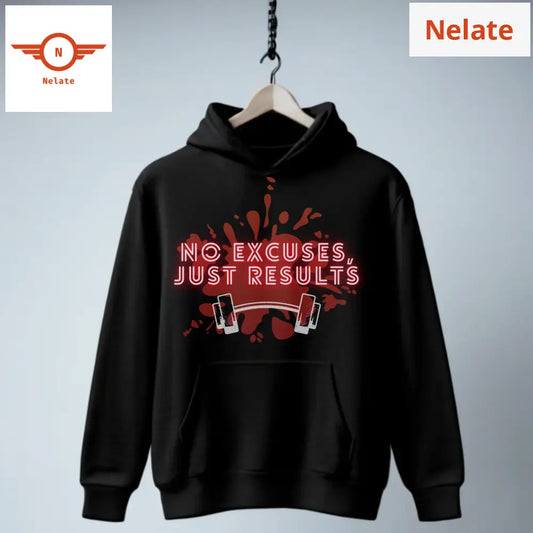 No Excuses Just Results Black Hoodie For Men