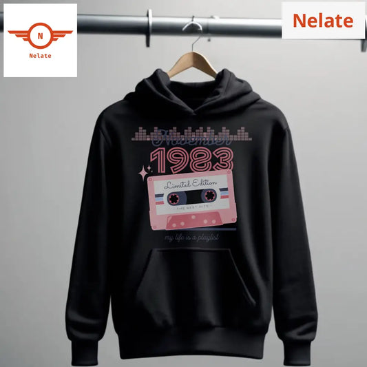November 1983 - Cassette Tape Black Hoodie For Men