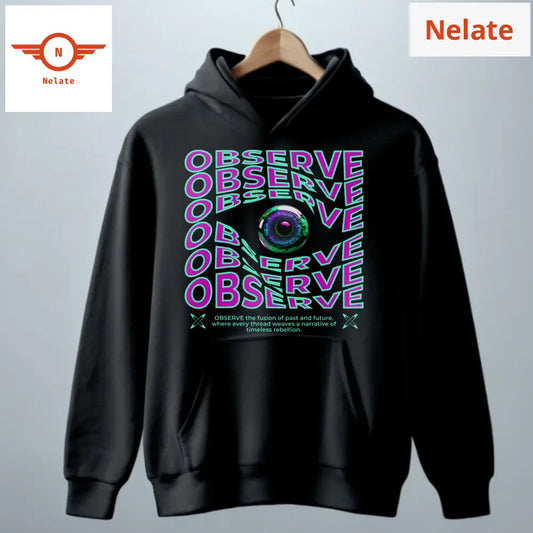 Observe - Black Hoodie For Men