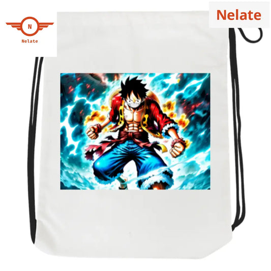 One Piece Luffy Theme Drawstring Bag White / Standard
