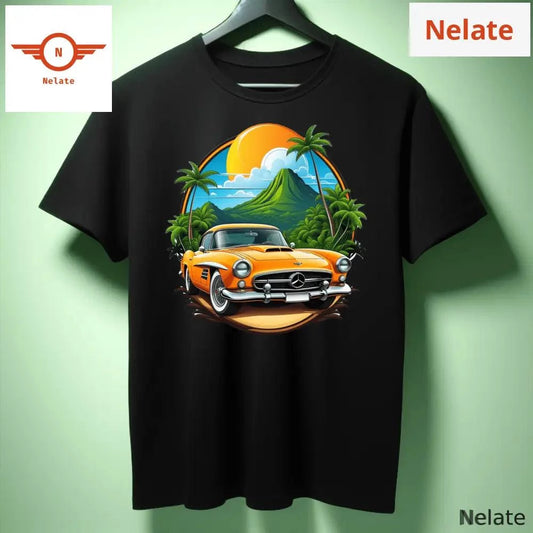 Orange Cartoon car black t-shirt -  by Nelate - Men's T-shirt, Men’s T-shirt
