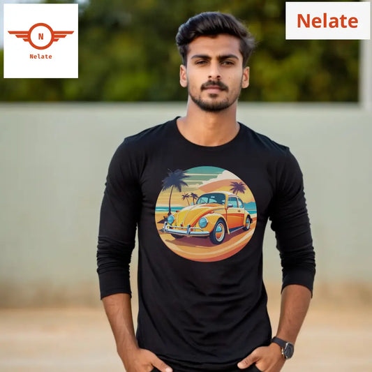 Orange Vector Car Full Sleeves Black