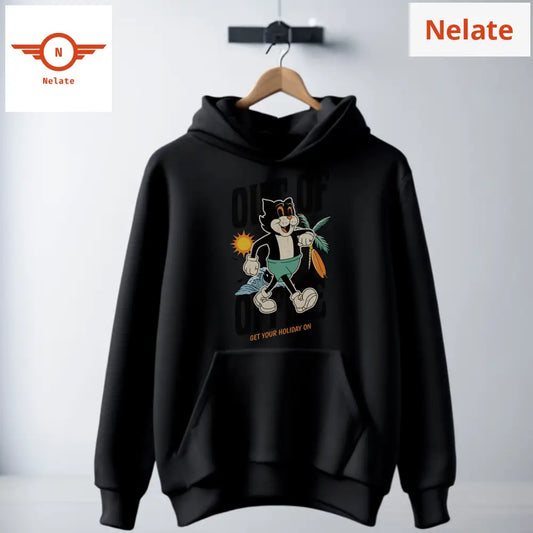 Out Of Office- Black Hoodie For Men