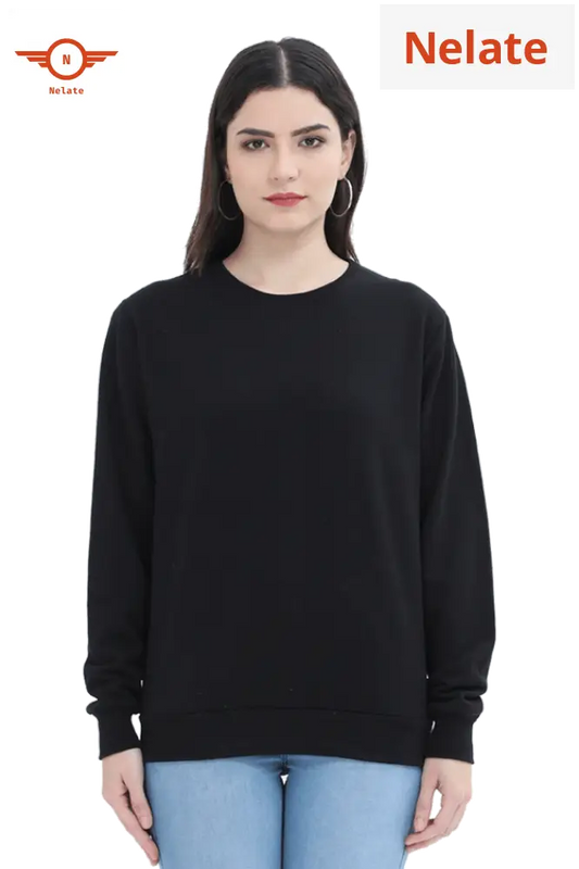 Plain Black Sweatshirt For Women