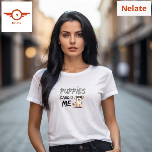 ’Puppies Cardio Me’ Women’s White T-Shirt
