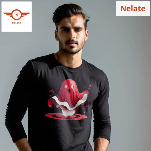 Red Ghost Theme Full Sleeves Black T-Shirt