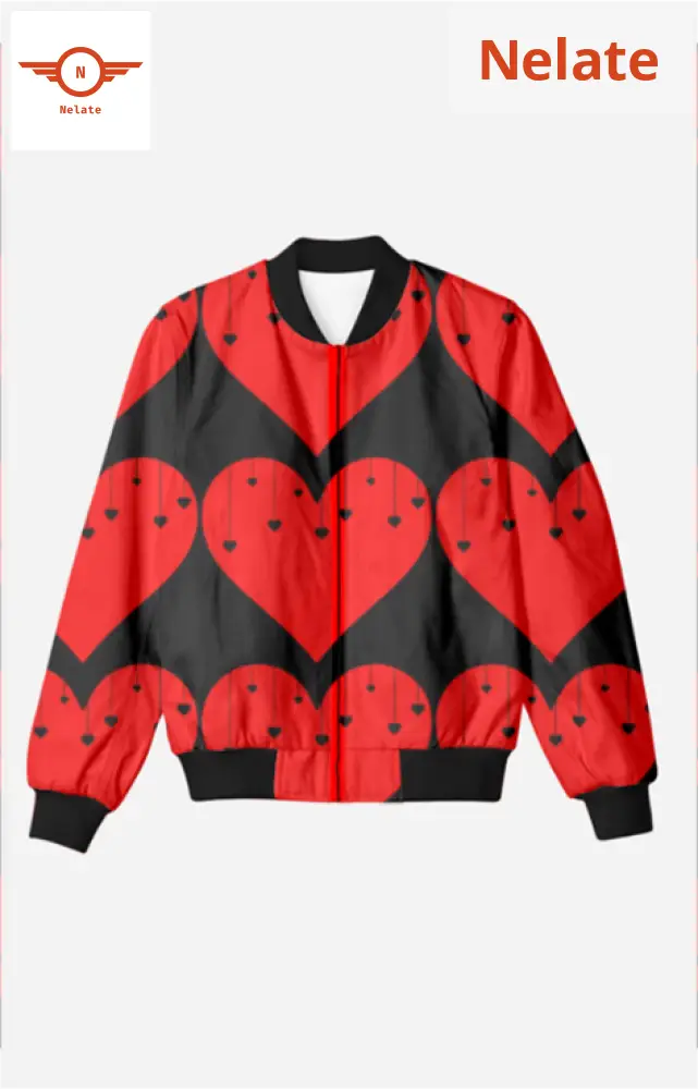 Red Heart Theme Men’s Bomber Jacket