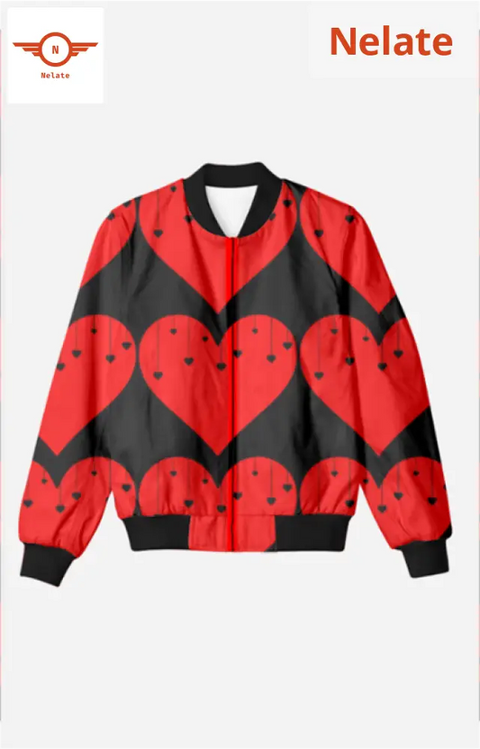 Red Heart Theme Men’s Bomber Jacket