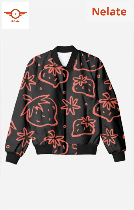 Red Strawberry Theme Men’s Bomber Jacket