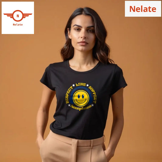 ’Respect Love Support Acceptance’ Women’s Black T-Shirt