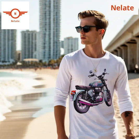 Royal Enfield Bike Full Sleeves White T-Shirt