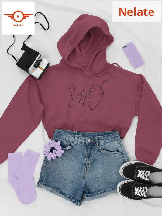 Seokjin Signature Printed Crop Hoodie