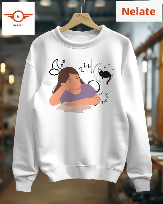 Sleepy Girl Womens White Sweatshirt