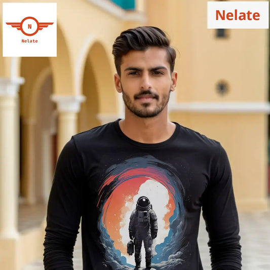 Space Explorer Full Sleeves Black T-Shirt