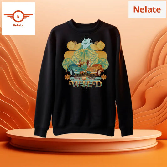 Stay Wild 60S Flower Power - Black Sweatshirt For Men