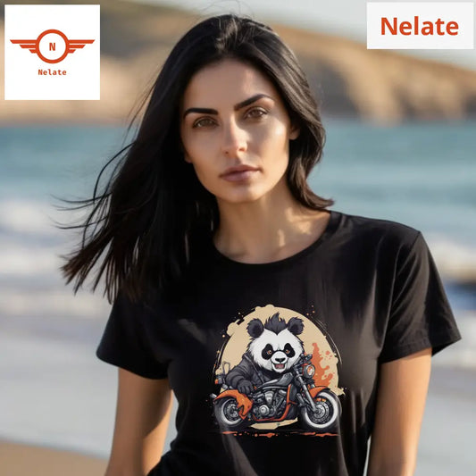 Stylish Panda Theme Black T-Shirt
