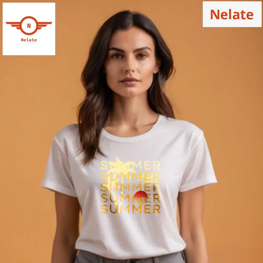 ’Summer’ Women’s White T-Shirt