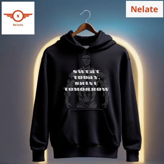 Sweat Today Shine Tomorrow Black Hoodie For Men