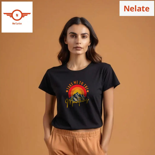 ’Take Me To The Mountains’ Women’s Black T-Shirt