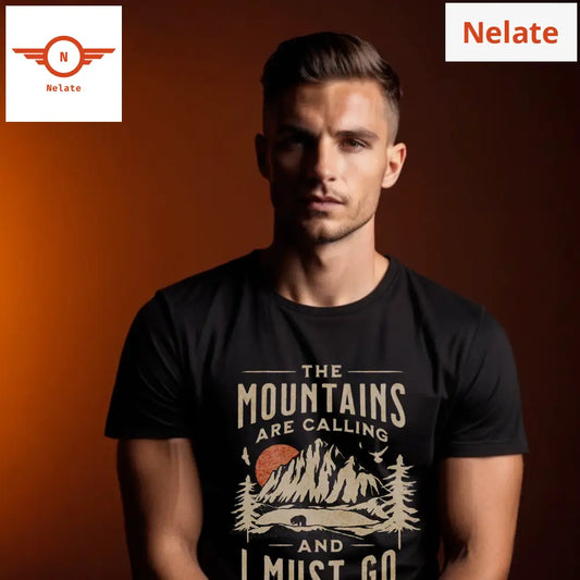 The Mountains Are Calling - Outdoor-Black T-Shirt