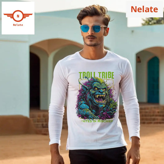 Troll Tribe Full Sleeves White T-Shirt
