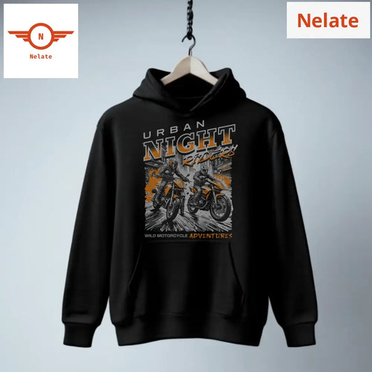 ’Urban Night Riders’ Black Hoodie For Men