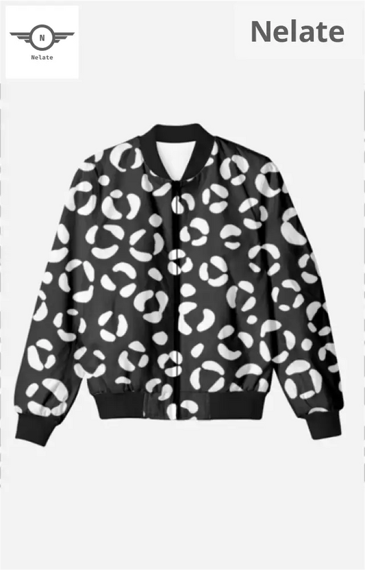 White And Black Patterned Men’s Bomber Jacket