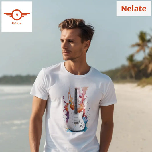 White Guitar Color Splash T-Shirt