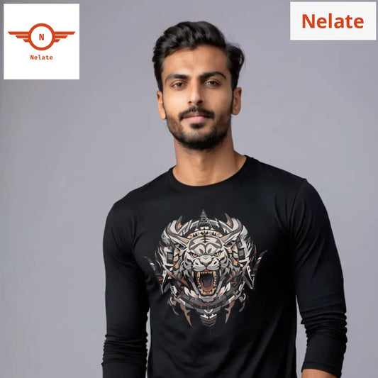 White Tiger Theme Black Full Sleeves