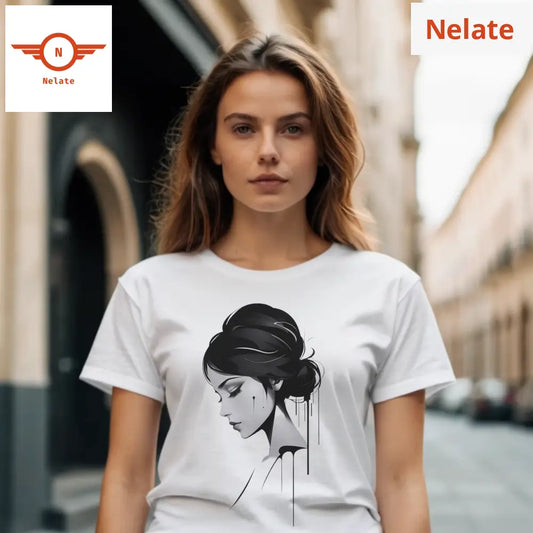 Woman Shedding Black Tears White T-Shirt